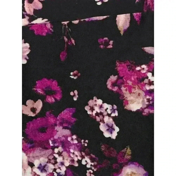 Terra & Sky Womens Plus Fitted Leggings Size 2X High Rise Berry Floral Print - Picture 10 of 10